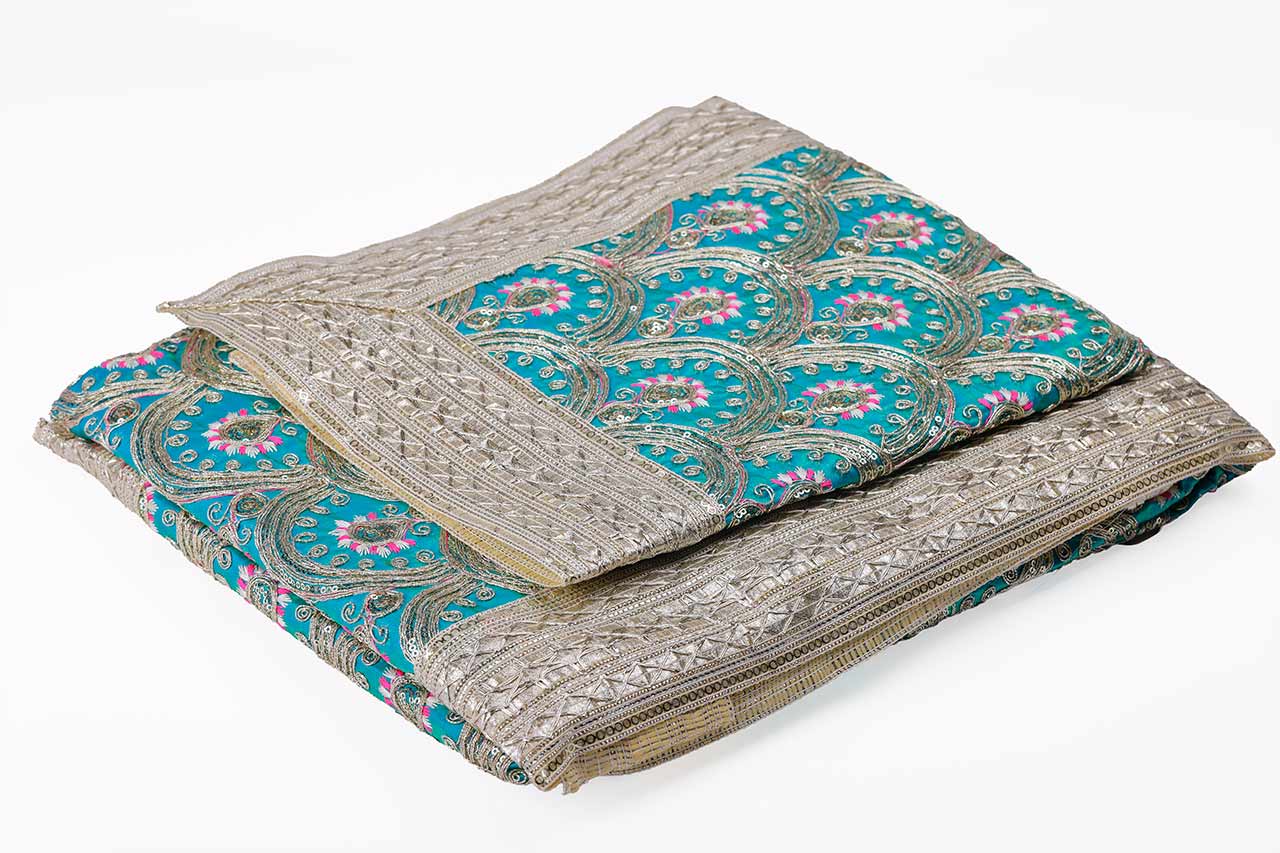 Turquoise Shade Heavy Embroided Double Rumala Sahib